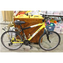 YELLOW KUWAHARA 24 SPEED FRONT SUSPENSION MOUNTAIN BIKE