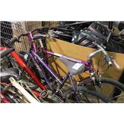 2 BIKES: PURPLE RALEIGH MOUNTAIN BIKE & PURPLE GT FRONT SUSPENSION MOUNTAIN BIKE