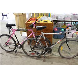 2 BIKES: PINK NORCO MOUNTAIN BIKE & BLACK ALL PRO MOUNTAIN BIKE