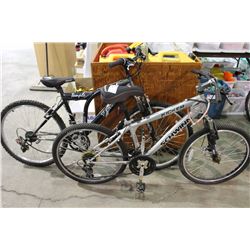 2 BIKES: BLACK TECHPRO FRONT SUSPENSION MOUNTAIN BIKE & SILVER SCHWINN FRONT SUSPENSION MOUNTAIN