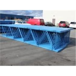 NEW PALLET RACKING: 1- 20' TALL BLUE BOLT TOGETHER INDUSTRIAL UPRIGHT & 6- 8' BLUE HEAVY CROSS BARS