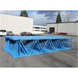 NEW PALLET RACKING: 1- 20' TALL BLUE BOLT TOGETHER INDUSTRIAL UPRIGHT & 4- 8' BLUE HEAVY CROSS BARS