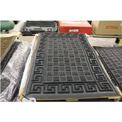 10 GREY 2' X 3' SQUARE DESIGN RUBBER & FIBER FLOOR MATS