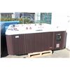 Image 1 : CAL SPAS COLEMAN SERIES HOT TUB WITH SNOW WHITE INTERIOR AND 8' MAHOGANY CABINET. C/W: