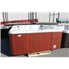 Image 1 : CAL SPAS VICTORY EXTREME SERIES HOT TUB WITH OYSTER INTERIOR AND 8' MAHOGANY CABINET. C/W: