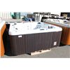 Image 1 : CAL SPAS AQUA SERIES HOT TUB WITH SNOW WHITE INTERIOR AND 7' WALNUT CABINET. C/W: