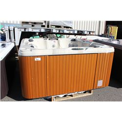 CAL SPAS CONNECT SELECT SERIES HOT TUB WITH SAND INTERIOR AND 7' TEAK CABINET. C/W: