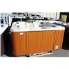 Image 1 : CAL SPAS CONNECT SELECT SERIES HOT TUB WITH SAND INTERIOR AND 7' TEAK CABINET. C/W: