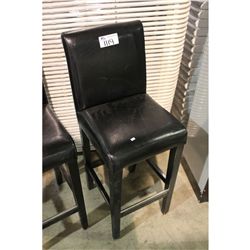 BLACK LEATHER HI BACK BAR STOOL