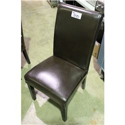 BROWN LEATHER HI BACK RESTAURANT CHAIR