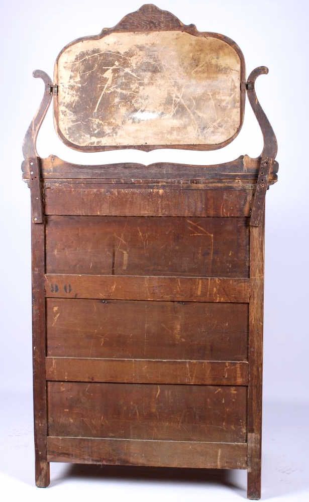 Antique Oak High Boy Dresser With Mirror