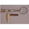 Image 1 : TWO PIECES: Carved ivory dog head cane handle
