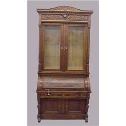 VICTORIAN TWO-PIECE CYLINDER SECRETARY
