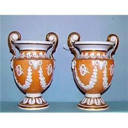 PAIR OF PORCELAIN URNS