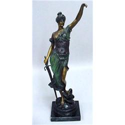 BRONZE FIGURE OF LADY JUSTICE