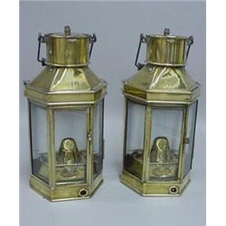 PAIR OF BRASS SHIPS' LANTERNS