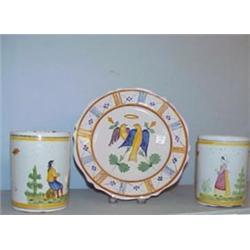 THREE PIECES OF TIN GLAZED WARE
