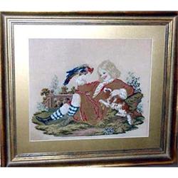 VICTORIAN FRAMED NEEDLEPOINT