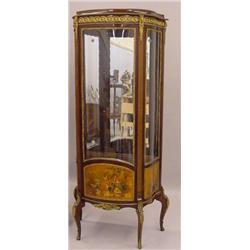 FRENCH CURIO CABINET WITH PAINTED DECORATION