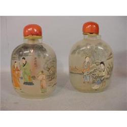 TWO OVERSIZE ORIENTAL SNUFF JARS