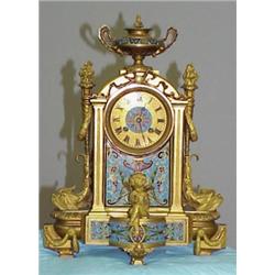 FINE CHAMPLEVE MANTLE CLOCK WITH GILDING