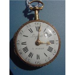LADY'S OPEN FACE POCKET WATCH WITH EXQUISITE GOLD GRANULATION, ENAMEL AND DIAMOND DECORATION