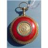 Image 2 : LADY'S OPEN FACE POCKET WATCH WITH EXQUISITE GOLD GRANULATION, ENAMEL AND DIAMOND DECORATION