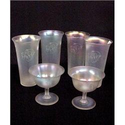 SEVEN PIECES OF STEUBEN VERRE DE SOIE GLASS