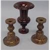 Image 1 : AGATE VASE AND PAIR OF CANDLESTICKS
