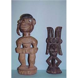 TWO AFRICAN CARVED WOODEN FIGURES