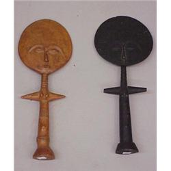 TWO AFRICAN ASHANTI AKU ABA FERTILITY FIGURES