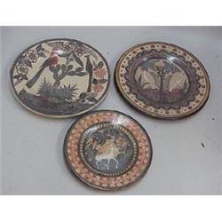 THREE MEXICAN POTTERY CHARGERS