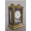 Image 1 : DIMINUTIVE BRASS AND ENAMEL CARRIAGE CLOCK WITH CELESTIAL MOTIF