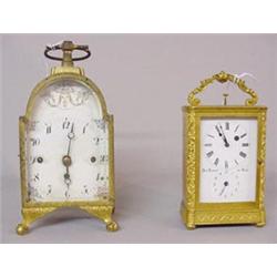 TWO BRASS CARRIAGE CLOCKS