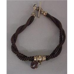 LOVELY AND UNUSUAL VICTORIAN WOVEN HAIR WATCH CHAIN WITH GOLD FILLED FINDINGS