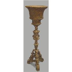 ROCOCO GESSOED WOODEN PEDESTAL JARDINIERE