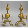 Image 1 : PAIR OF SUBSTANTIAL BRASS CANNON BALL ANDIRONS