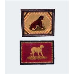 TWO VICTORIAN NEEDLEWORKS OF HUNTING DOGS