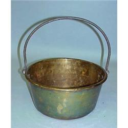 SPUN BRASS BUCKET WITH WROUGHT IRON HANDLE