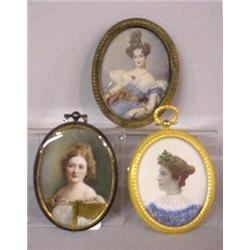 THREE OVAL PORTRAITS OF WOMEN