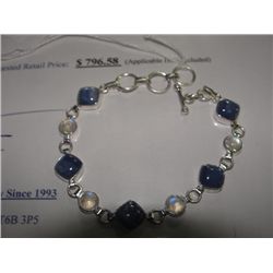 925 SOLID SILVER 28.98CARAT CUSTOM MADE SPINEL AND MOONSTONE BRACELET