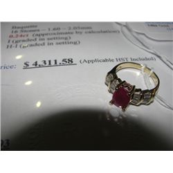 14KT GOLD 1.48CARAT CUSTOM MADE RUBY AND DIAMOND RING