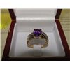 Image 1 : STERLING SILVER & GOLD CLAD AMETHYST & DIAMOND COCKTAIL RING,