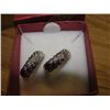 Image 1 : STERLING SILVER HALF HOOP DIAMOND EARINGS. NEW