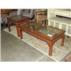 Image 1 : MAHOGANY AND GLASS TOP COFFEE AND END TABLE SET