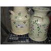 Image 1 : 2 TOLE PAINTED ANTIQUE CREAM CANS