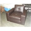 Image 1 : CHOCOLATE BROWN LEATHER LIVING ROOM ARM CHAIR - NO FEET