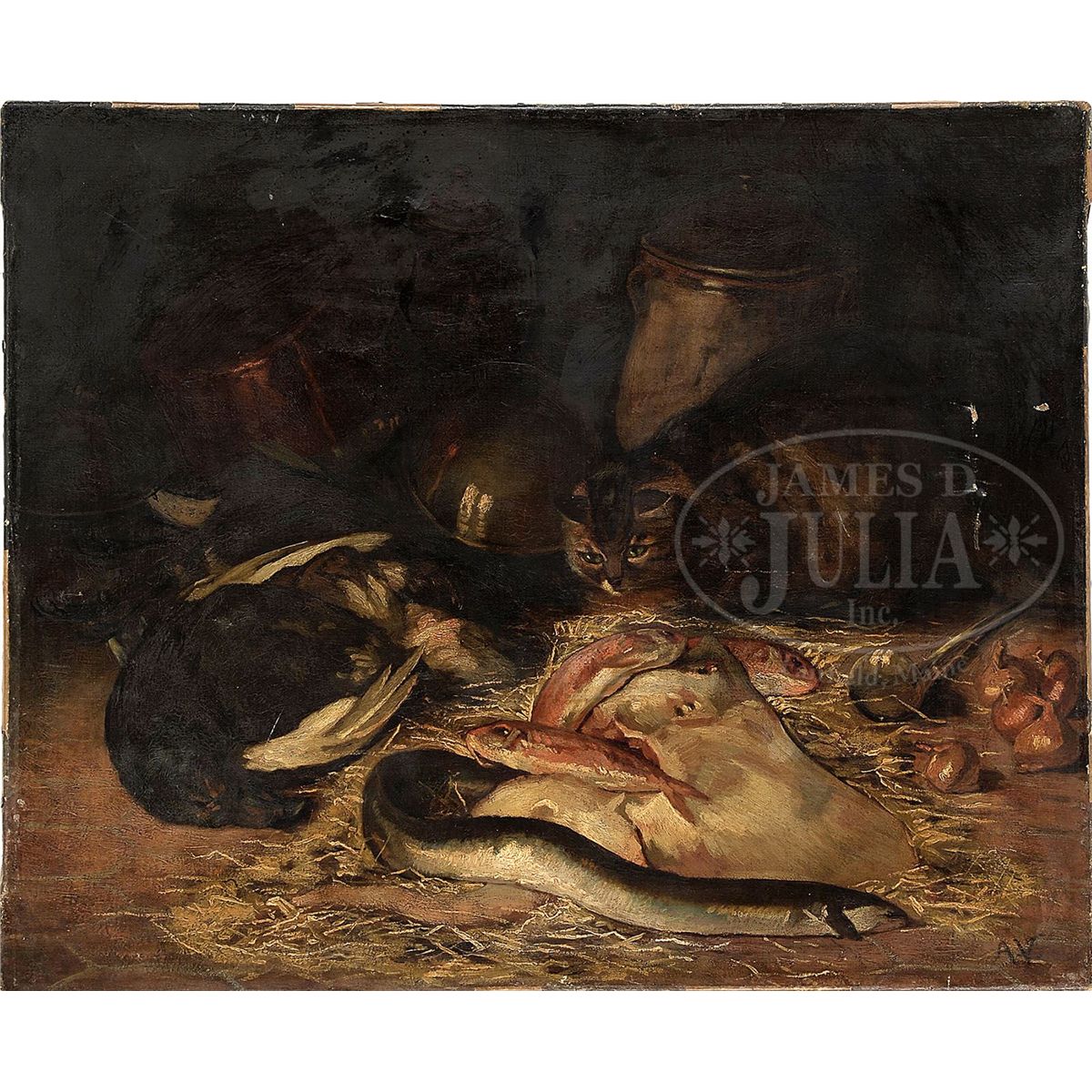 In The Manner Of Clara Peeters Flemish 1594 1657 Still Life With Fish Cat Pot