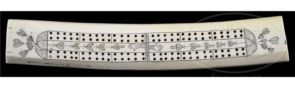 Northwest Coast Scrimshaw Cribbage Board
