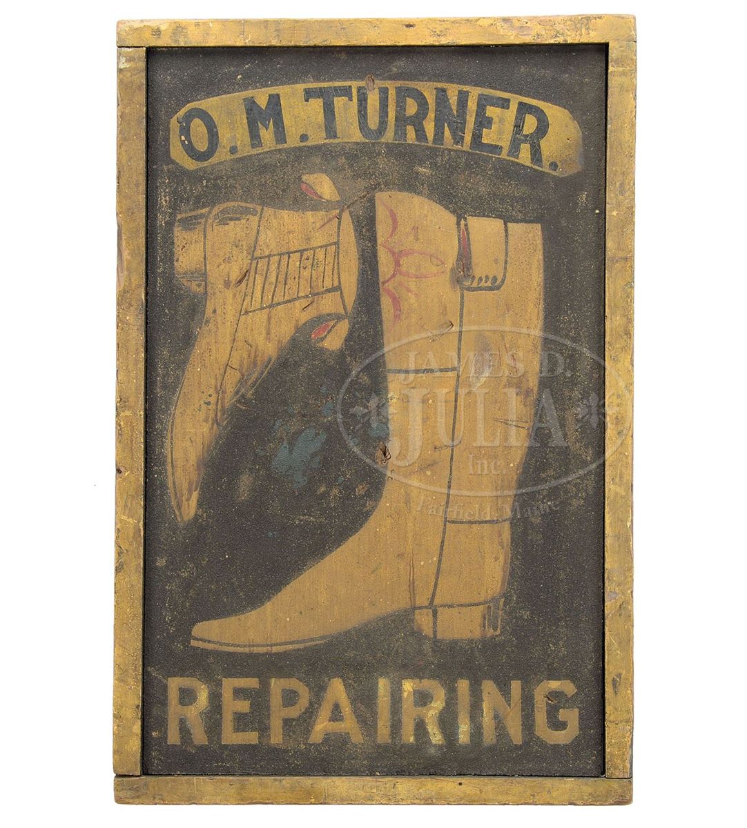 SMALL BOOT REPAIR TRADE SIGN.